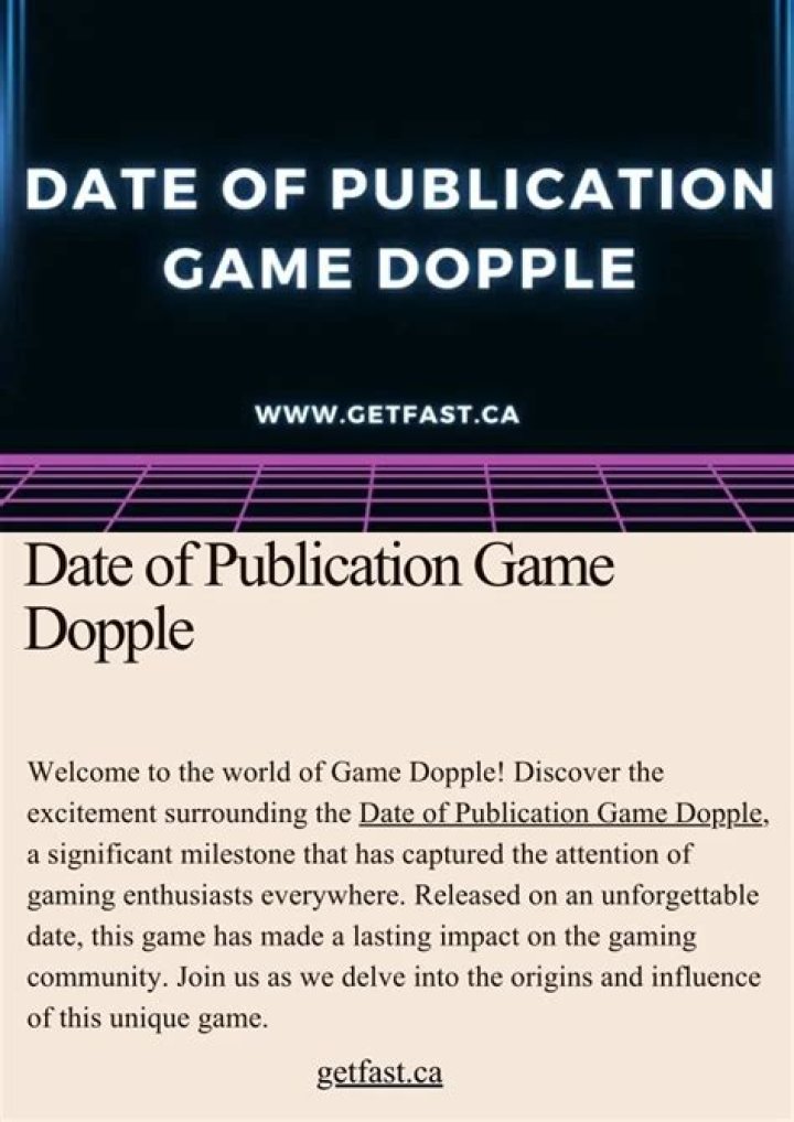 Discovering the Date of Publication for the Game Dopple: An Exciting Journey